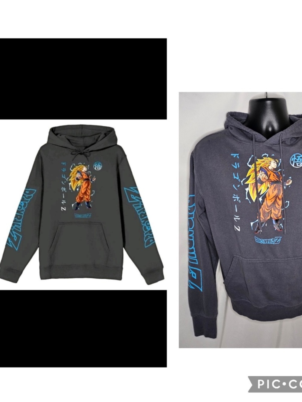 Mens Toei Animation Dragonball Z Goku Super Saiyan Gray Pullover Hoodie S 34 36